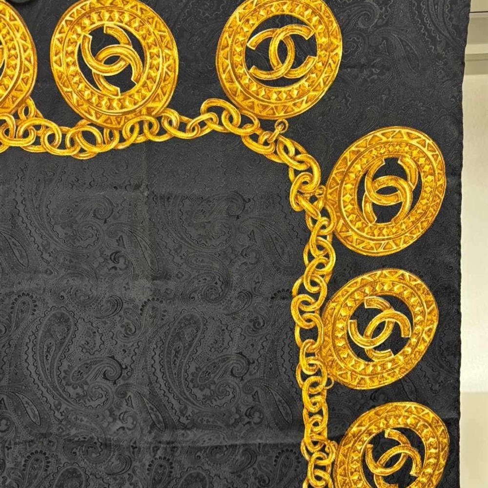 CHANEL Black and Gold Ornate Scarf - Picture 3 of 6